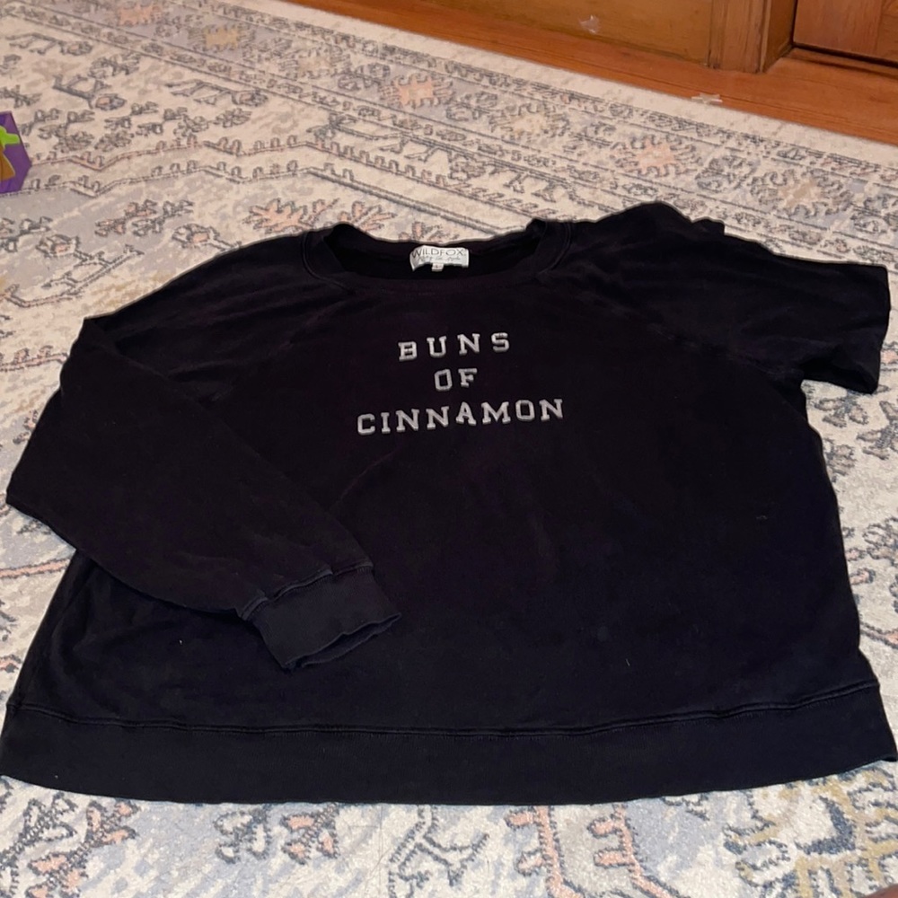WILDFOX Buns Of Cinnamon Black Sweatshirt Size L 100% Cotton